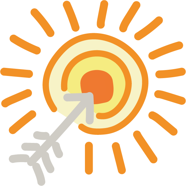 Icon: Leuchtende Ziele - Pfeil zur Sonne
